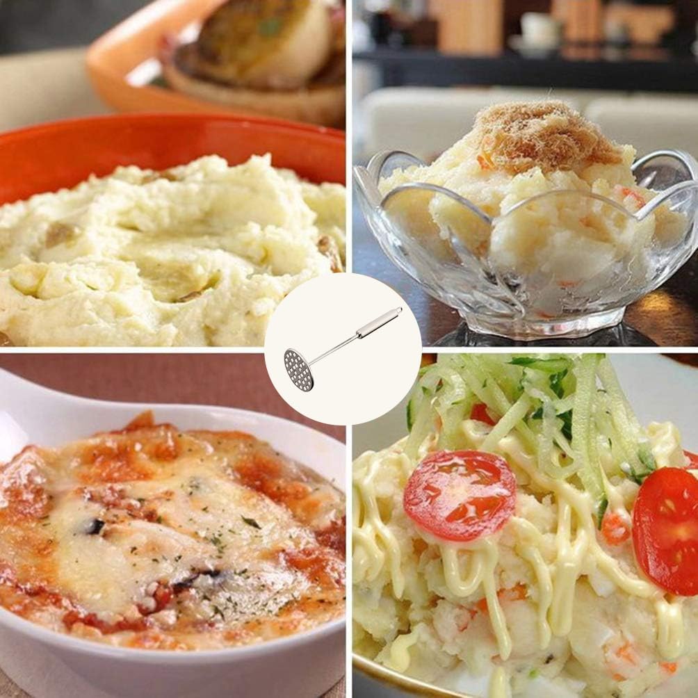 ZIBUYU Potato Masher for Kitchen with Comfortable Grip and Perforated Stainless Steel Head