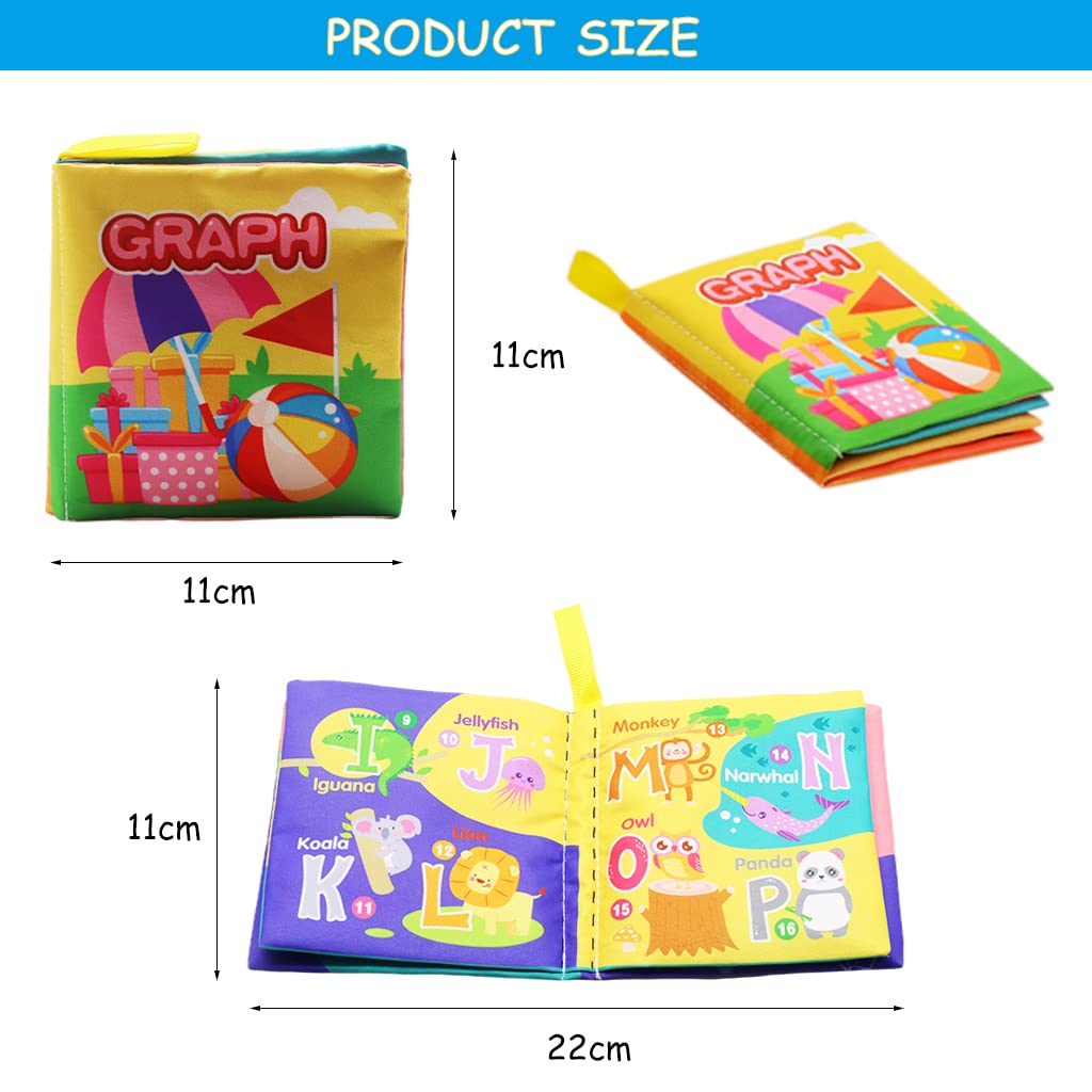 PATPAT® Cloth Books for Babies,Safe Nontoxic Biteable Cloth Books,Early Learning Toys,Premium Soft Books with Crinkle Including Numbers,Fruit,Colour,Vegetable,Graph,Alphabet English Learning Book