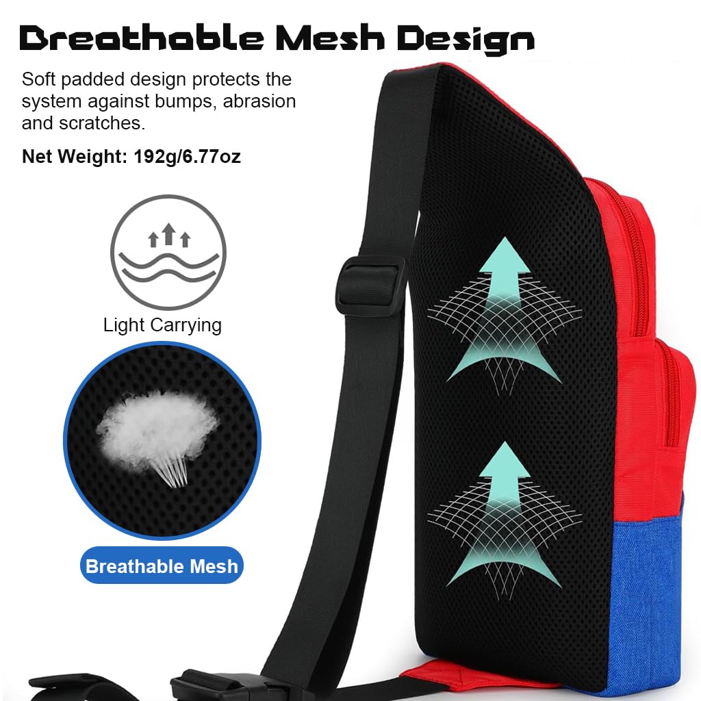 Cute Travel Bag for Nintendo Switch with 2 Zipper Pockets and Breathable Mesh Back | Waterproof Crossbody Backpack for Gamers