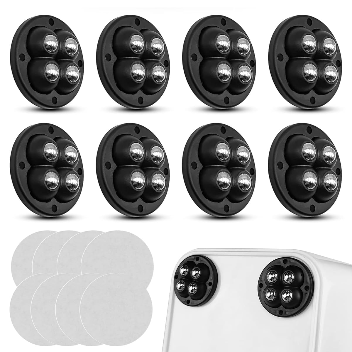 HASTHIP® 8Pcs Wheels for Furniture Moving, Self-Adhesive Swivel Caster Wheels, 360° Swivel Wheels for Kitchen Appliances, 30Kg Load Capacity, Swivel Wheels for Moving Coffee Maker, Cooker, Air Fryer