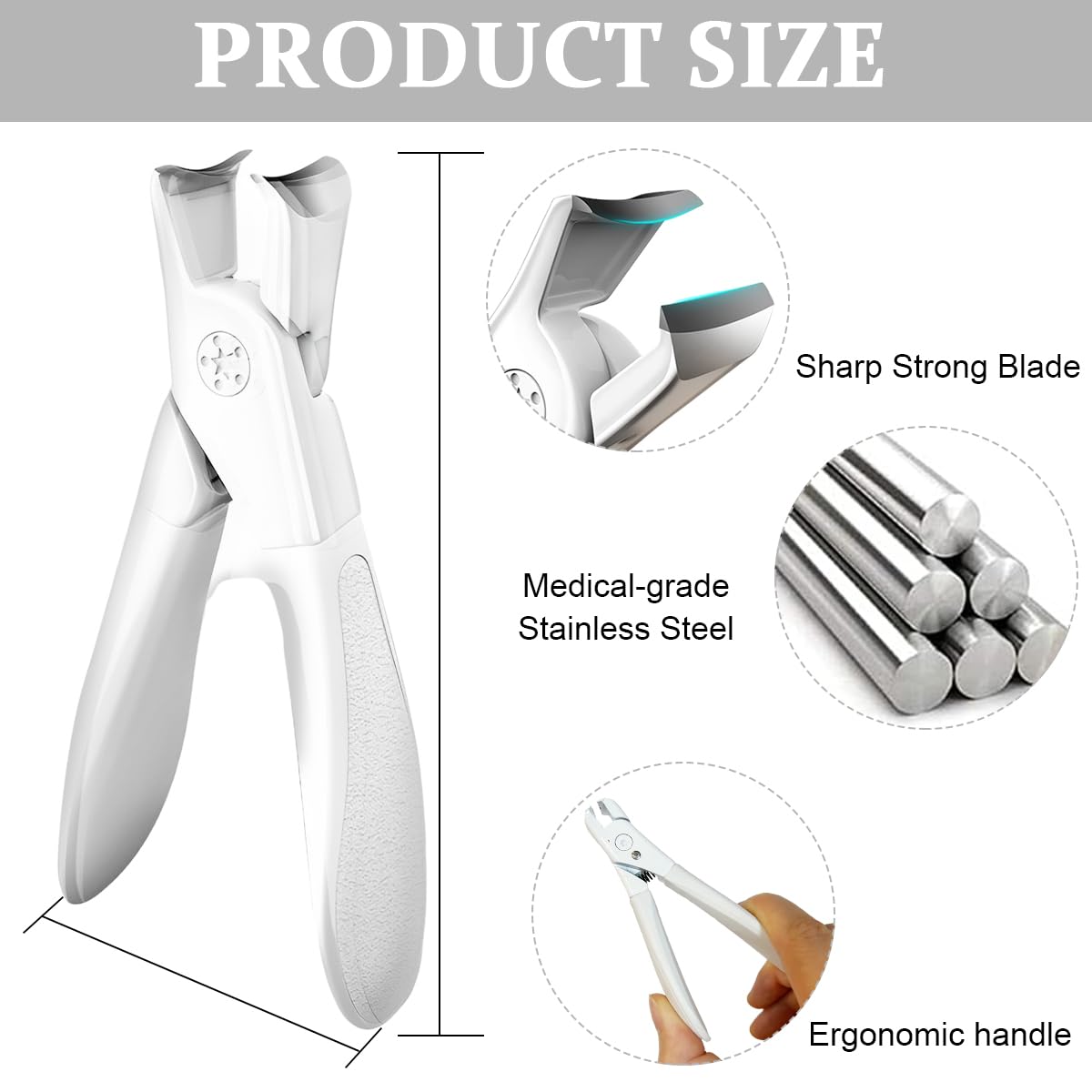MAYCREATE Thick Nail Clipper for Tough Nails with 9×5.2 cm Long Handle & Anti‑Splash Design