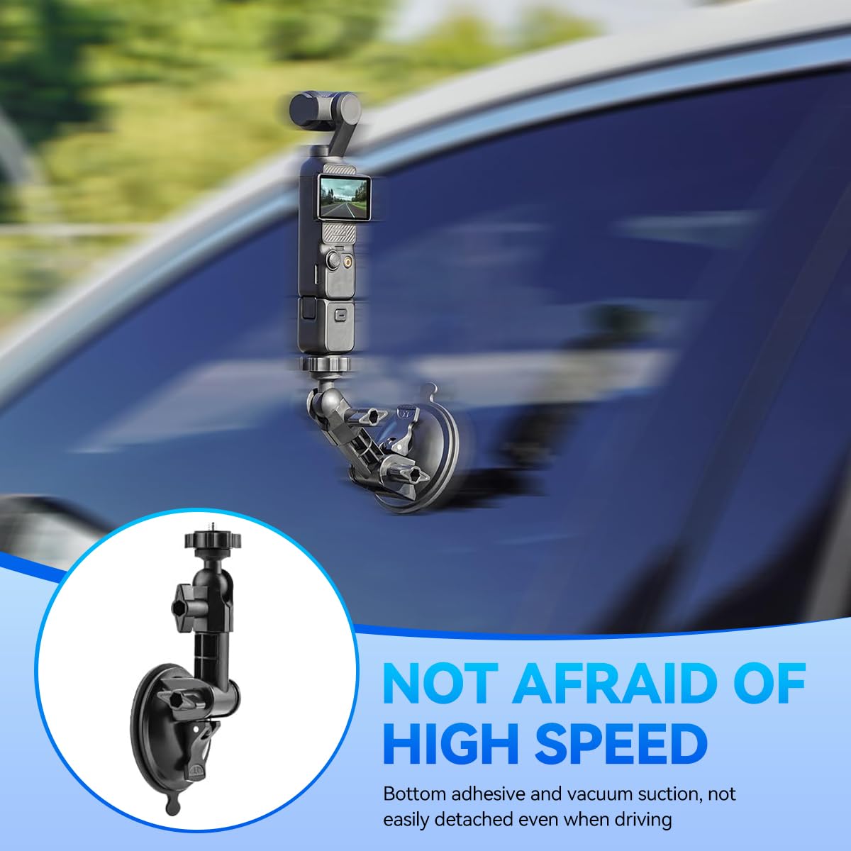 ZORBES Pocket 3 Suction Cup Mount for Action Cameras with 83mm Base and ABS Build | Adjustable 1/4 Inch Screw for Smooth Surface Shooting