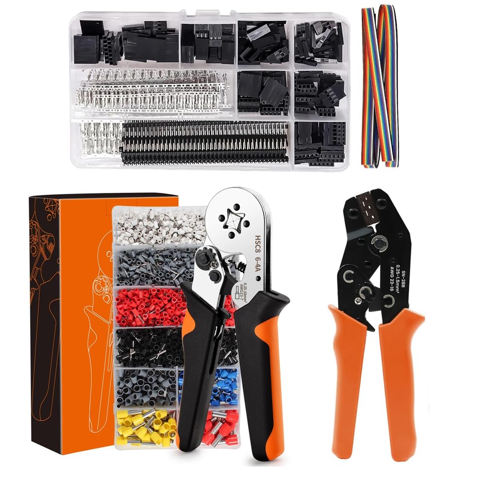 HASTHIP Wire Crimping Tool for DIY and Electrical Repairs with 1550pcs Connectors | Ergonomic Ratchet Handle and High Carbon Steel Construction