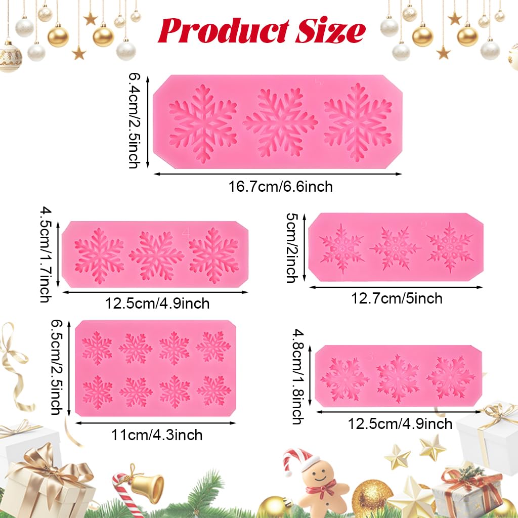 Supvox Snowflake Chocolate Molds for Christmas Baking with 5 Designs | Food Grade Silicone