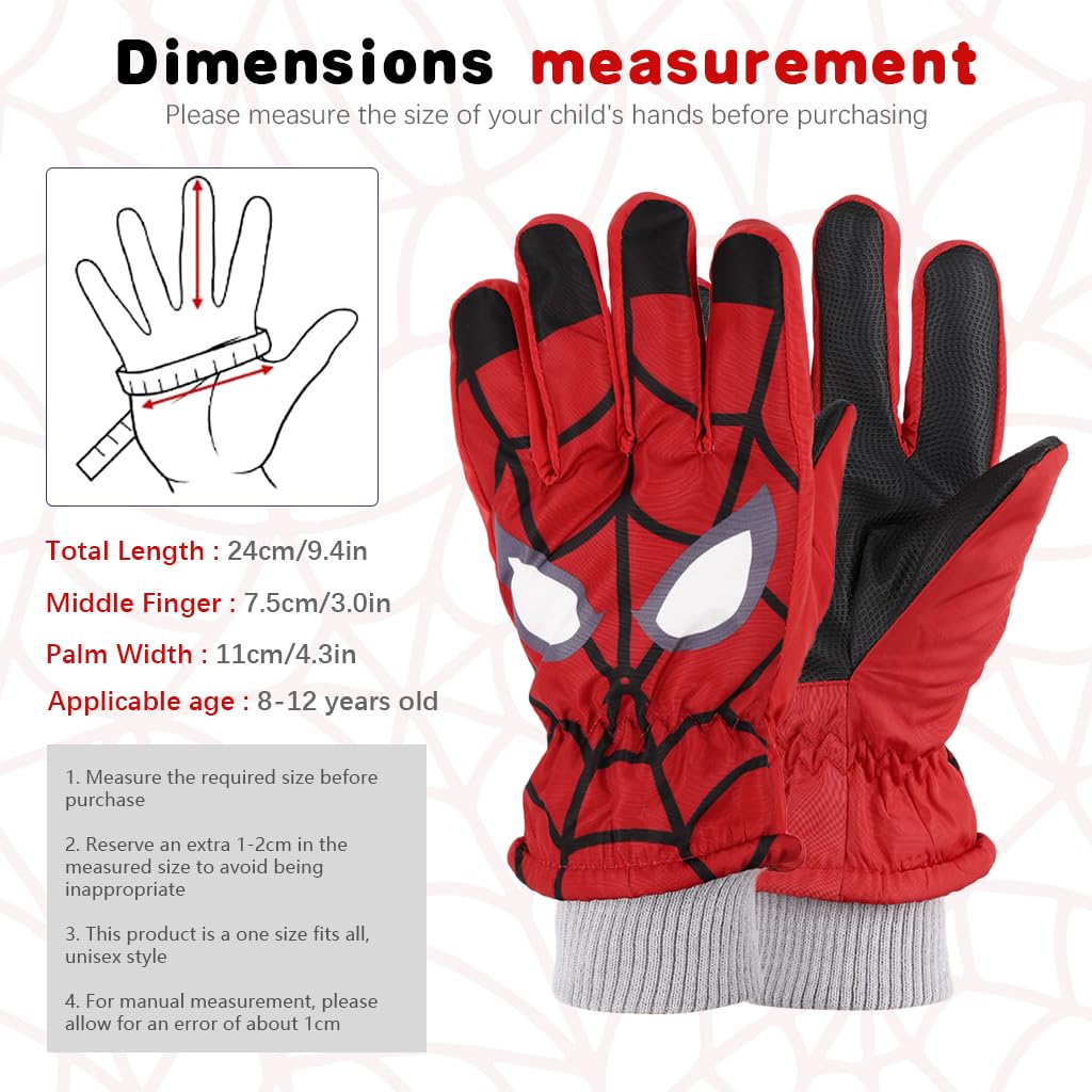 PATPAT Kids Winter Gloves for Outdoor Riding with Touch Screen and Anti Slip Design | Waterproof Warm Fleece for Boys Aged 7–14