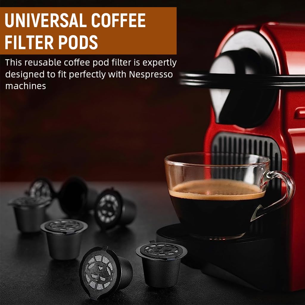 Supvox Reusable Coffee Filter Pods for Nespresso with 4g Capacity and 304 Stainless Steel Mesh Lid