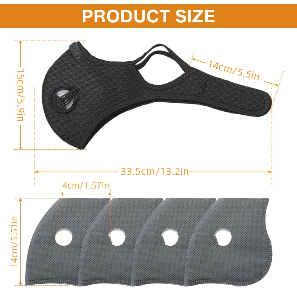 Serplex Windproof Sports Face Mask with 4 Filters featuring Adjustable Back Closure for Cycling and Outdoor Use