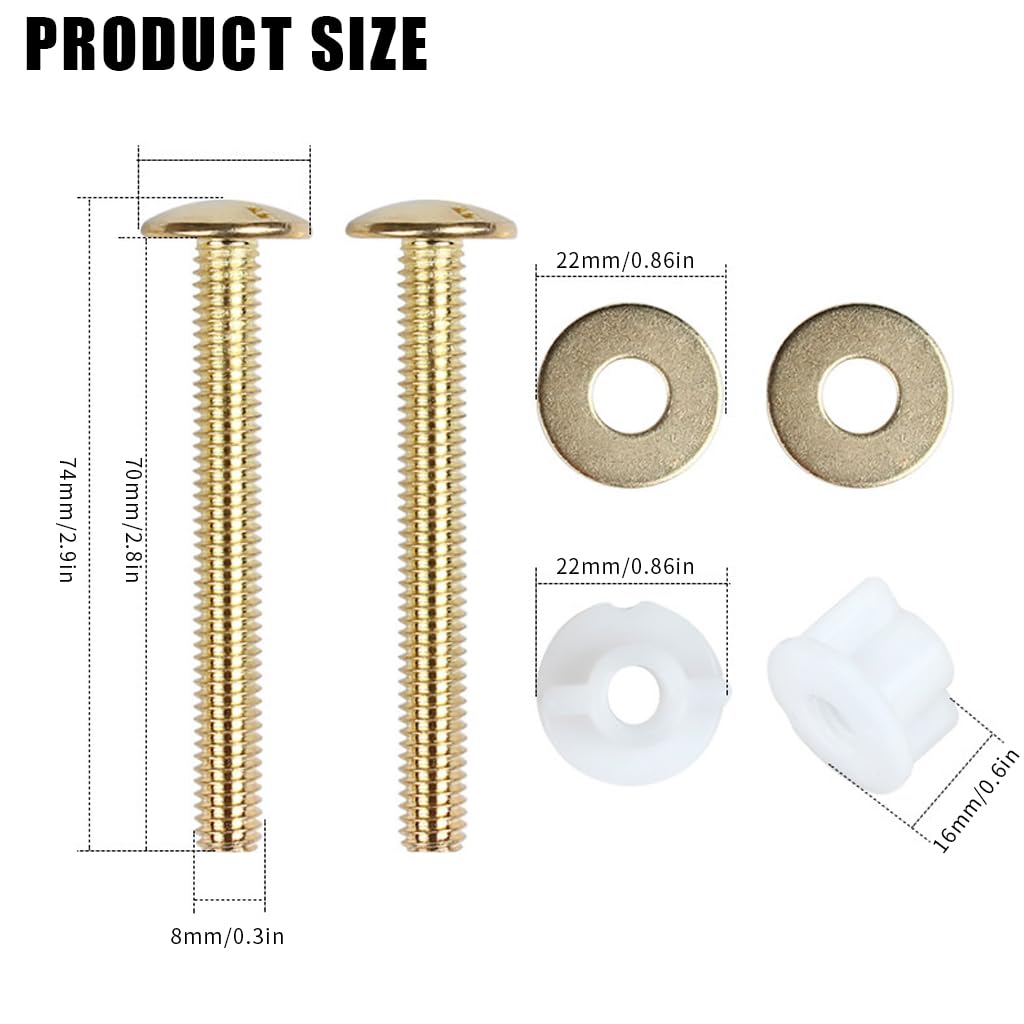 Serplex® 2Pcs Toilet Seat Screws, Steel Toilet Seat Bolts Screws Set Heavy Duty Toilet Seat Fastener with Plastic Nuts and Metal Washers, Toilet Hardware Replacement for Top Mount Toilet Seat Hinges