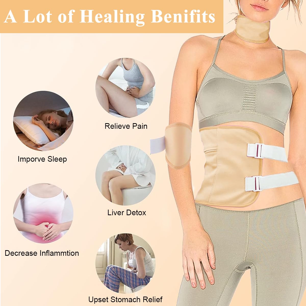 HANNEA Castor Oil Pack Wrap Kit for Liver Detox with Adjustable Elastic Straps | 12PCS Organic Cotton Reusable Pads