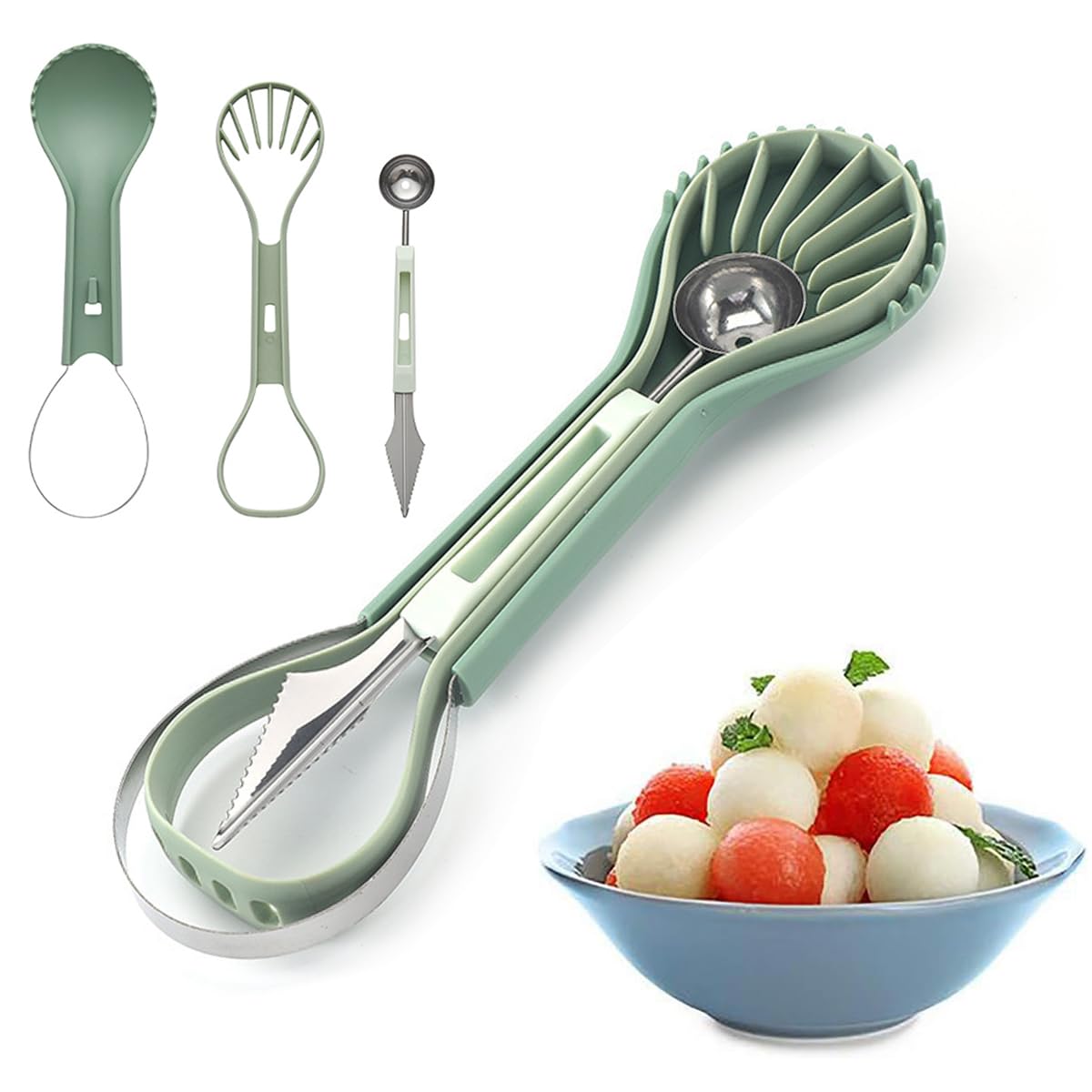 Supvox® 6 in 1 Melon Baller Scoop Set Fruit Scooper Seed Remover Cutter for Dig Pulp, Stainless Steel Fruit Carving Tools Knife Kit Melon Scoop for Watermelon Fruits Meatball