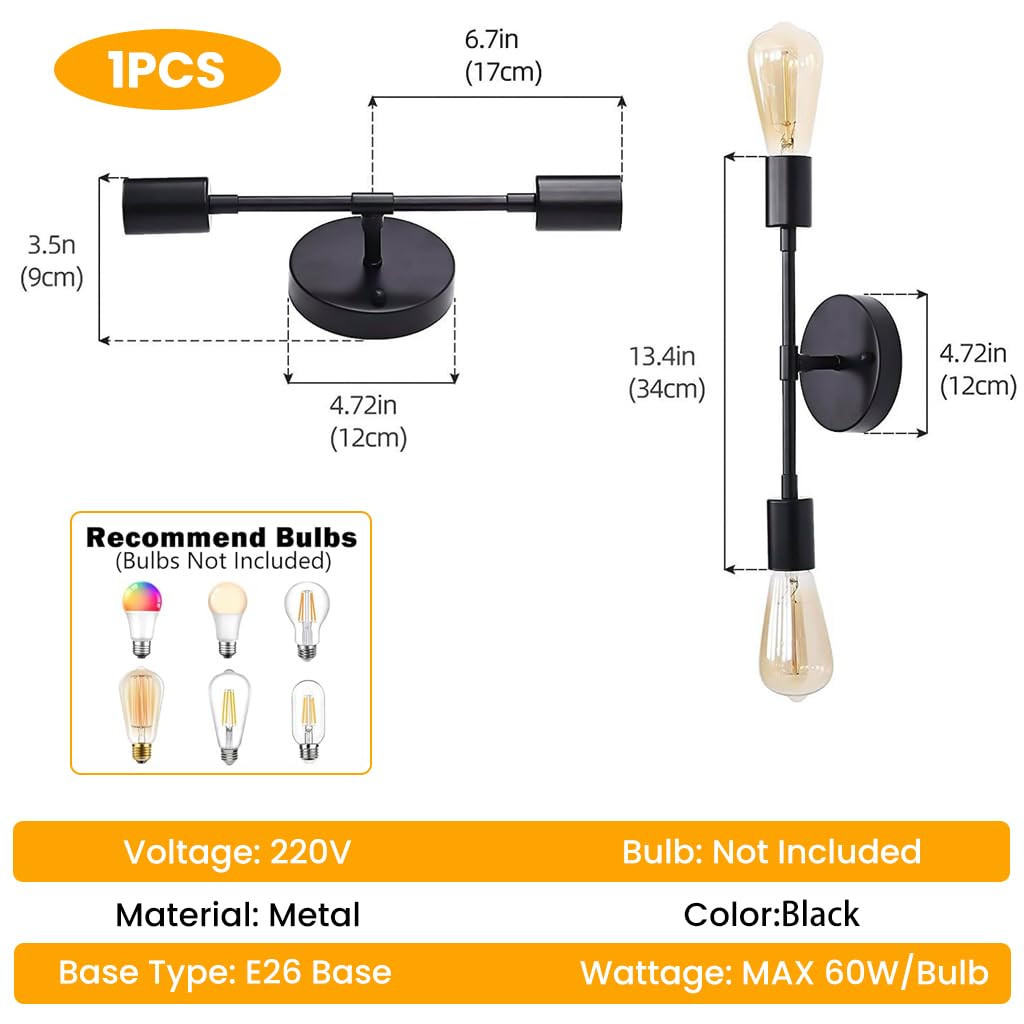 ELEPHANTBOAT Wall Lamp Fixtures for Home Decoration with 13.4 in Dual Head Metal Design | Modern Industrial Lighting