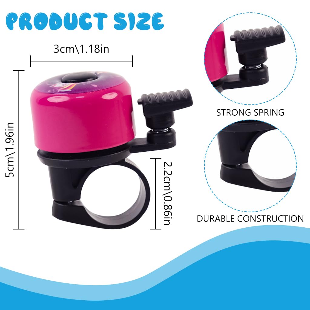 Proberos Kids Bicycle Bell for 22mm Handlebars with Screw-Mounted Design and Loud Ring | Unicorn Cartoon Style