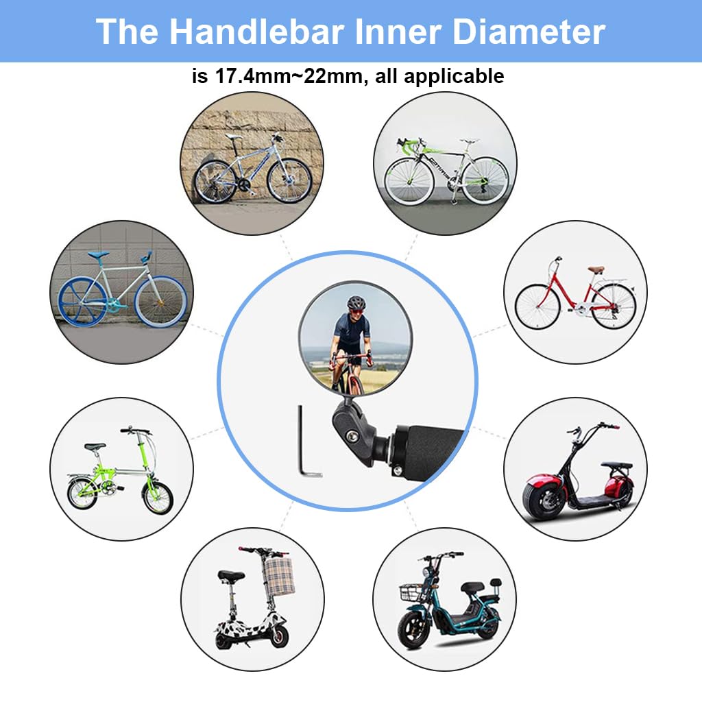 STHIRA Bike Mirrors for Handlebar End Use with 360° Rotatable Design and ABS Material | 2Pcs Set