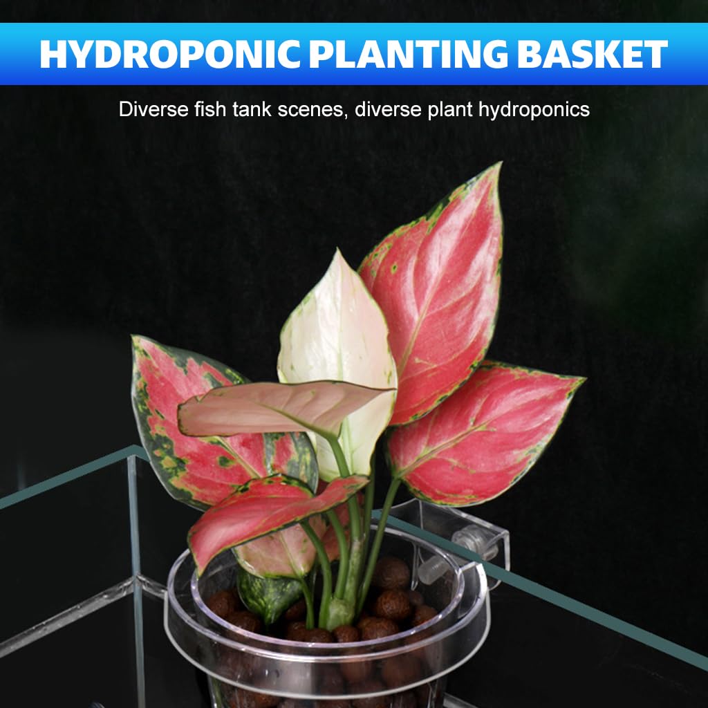 Qpets Hydroponic Plant Pot for Fish Tanks with Screw-Fixed Design and Transparent PC Material