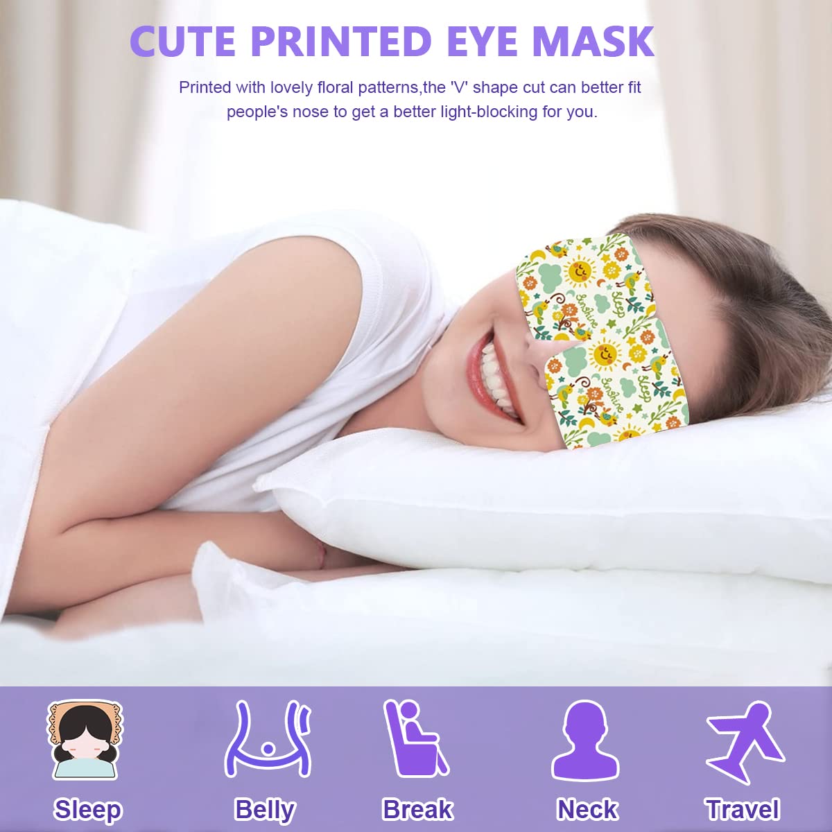 MAYCREATE Steam Sleep Eye Mask for Relaxation with V Cut Fit and 10 Pack Lavender Heat | Travel and Eye Fatigue Relief