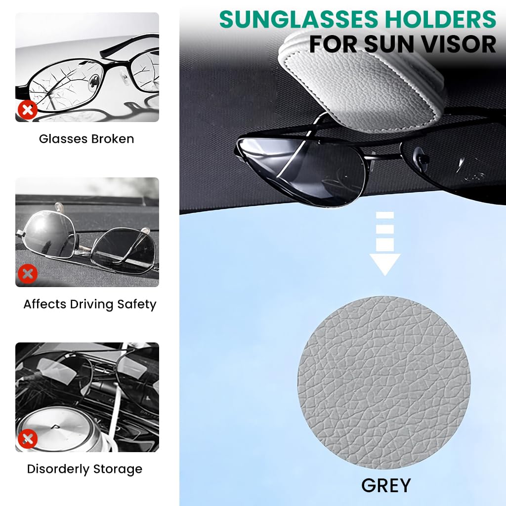 Zibuyu Car Sunglasses Holder 2 Pcs for Visor with Back Clip Design | Easy Access & Stable Grip