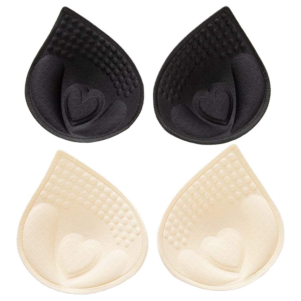 MAYCREATE Bra Pads Inserts for Sports Bras and Bikini Tops featuring 3D Push Up Design | 2 Pairs Breathable Faux Latex Cups
