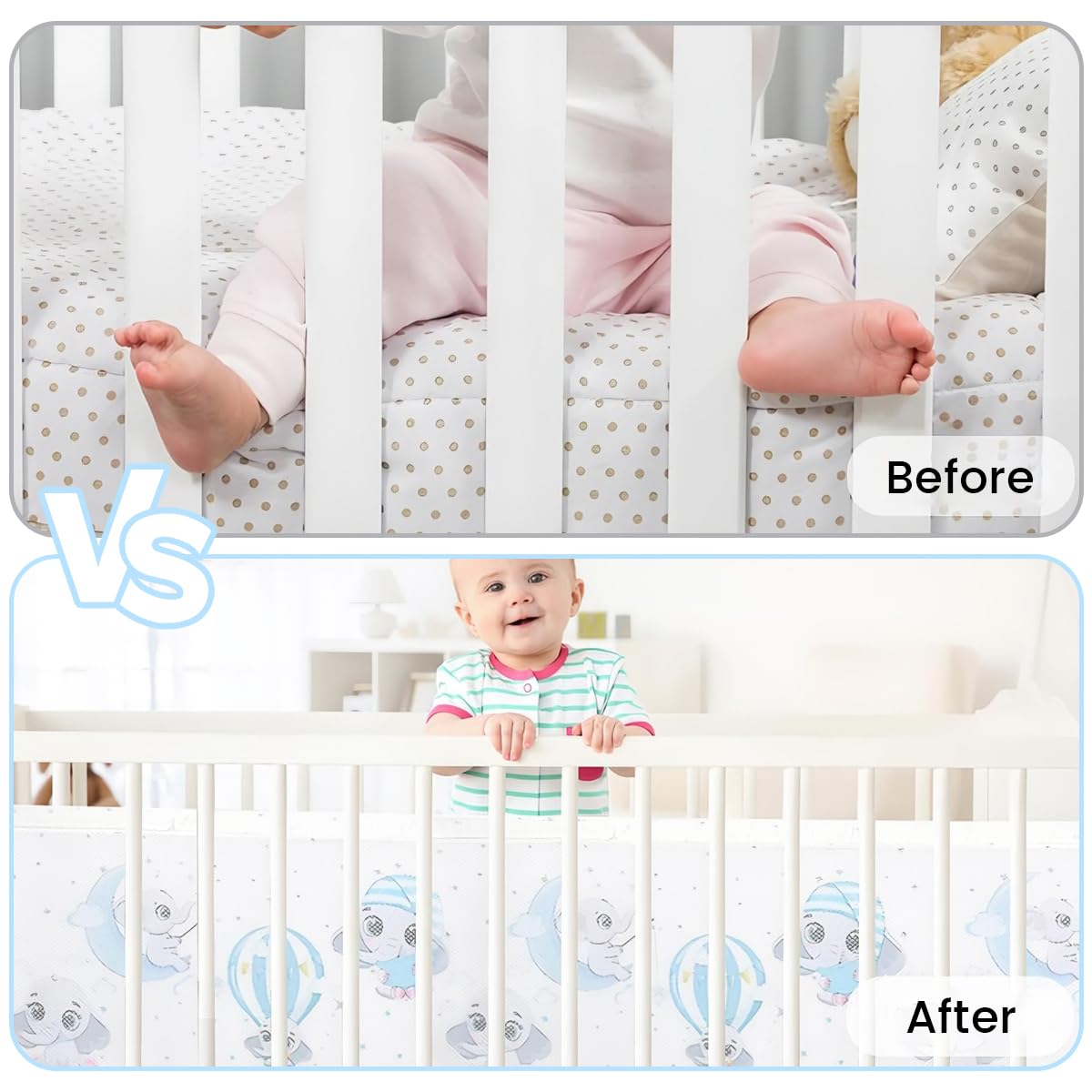 SNOWIE SOFT Crib Liner for Safe Baby Sleep featuring Breathable Mesh and 160x30 cm Fit | Soft Protective Fence Guard