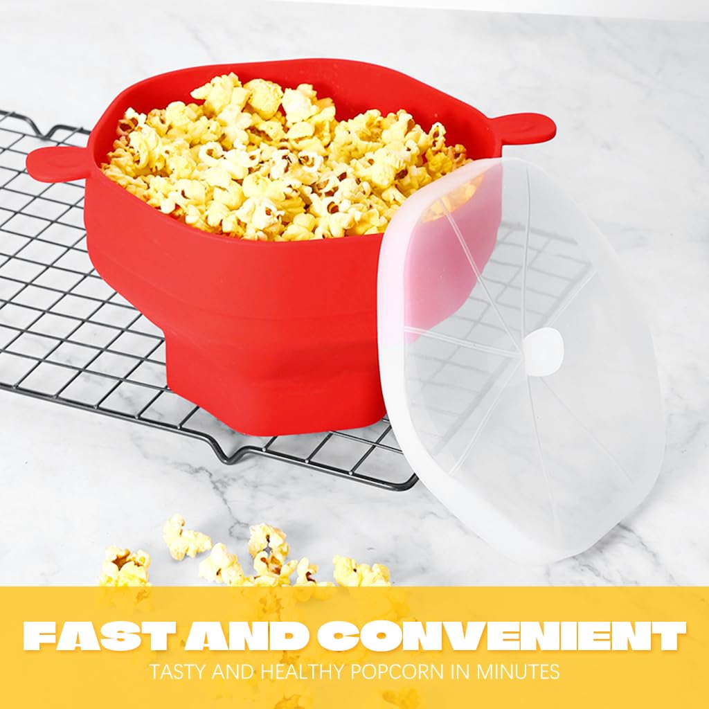 HASTHIP Microwave Popcorn Maker for 2-3 Servings with Dual Ear & Folding Design | 220° Heat Resistant BPA-Free Silicone