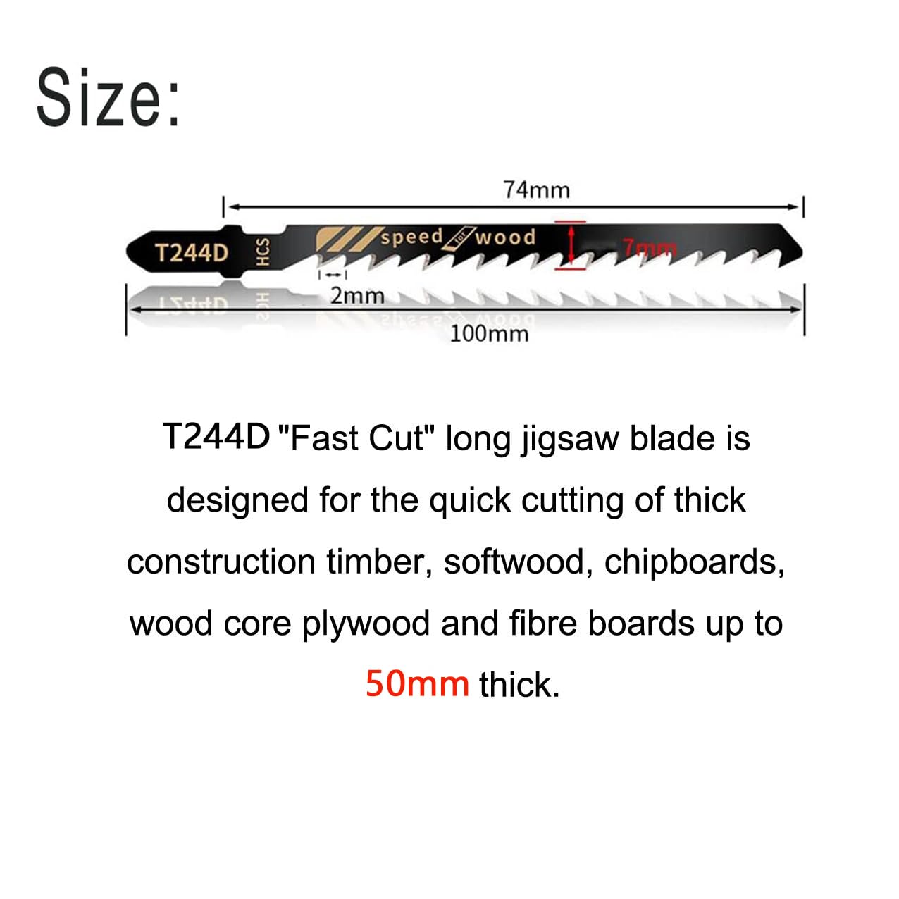 Serplex Jigsaw Blades Set for Wood and Plastic Cutting with Precision Tooth Design | 50 Pcs HCS Carbon Steel