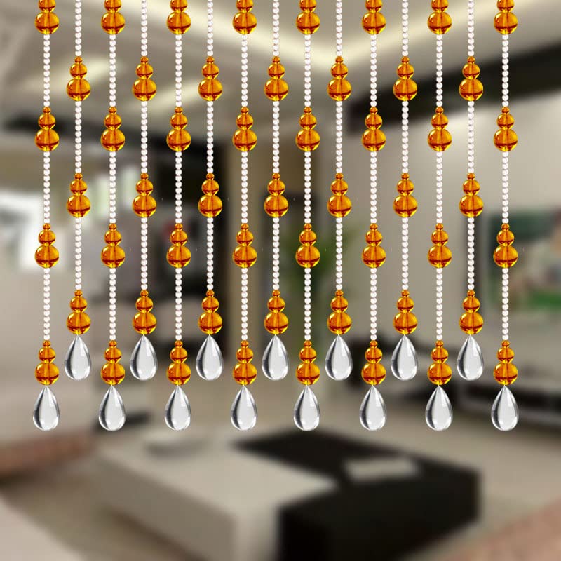 HASTHIP® 20 String Crystal Gourd Arched Door String Curtains, Hanging Door Room dividers, Suitable for Bedroom, Bathroom Crystal Hanging Curtains-Brown