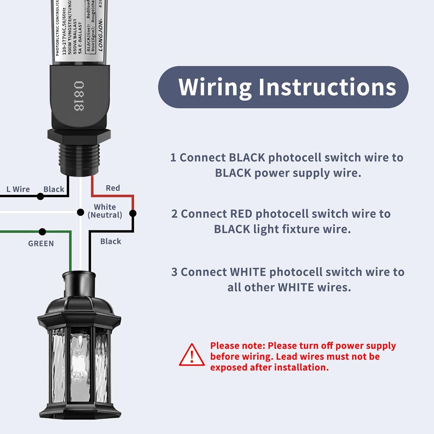 Serplex® Dusk to Dawn/Day Night Sensor, Photoelectric Switch, Outdoor Conduit Lighting Control with Photocell and Swivel Mount, 120~277V Photoelectric Switch LDR Auto Day/Night On & Off Photocell