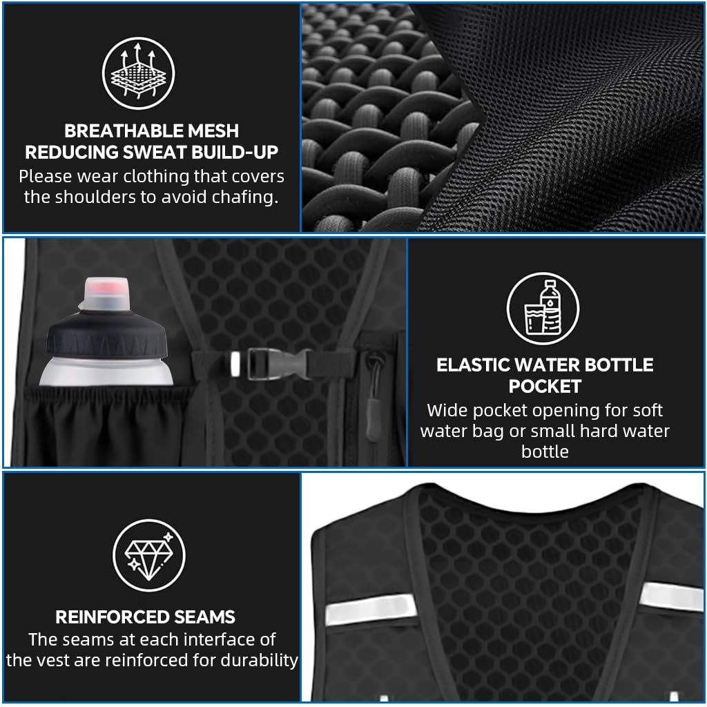 Proberos Hydration Backpack Running Vest with 500ml Water Bladder and Reflective Strips for Outdoor Sports | Quick Dry Mesh Design