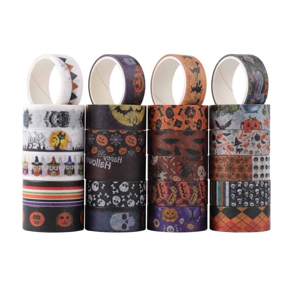 HASTHIP 24 Roll Washi Tape Set Halloween Element Aesthetic Decorative Tape Washi Tape Set Seasonal Art Perfect for Scrapbook Supplies Bullet Journal