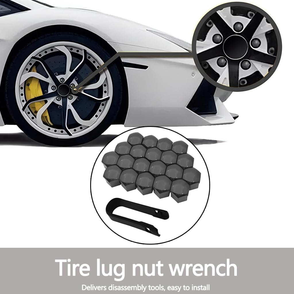 ZIBUYU Wheel Nut Covers Set for Cars and Trucks featuring 17mm Fit and Vinyl Protection | 20pcs Black