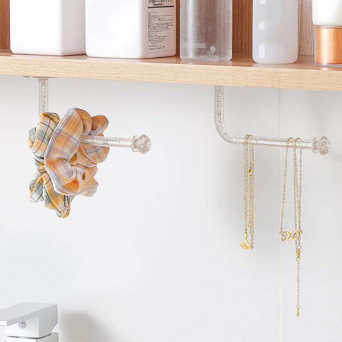 HASTHIP Headband Holder Stand for Wall Storage with Adhesive Mount | 4Pcs Clear Acrylic Organizer for Girls Hair Accessories