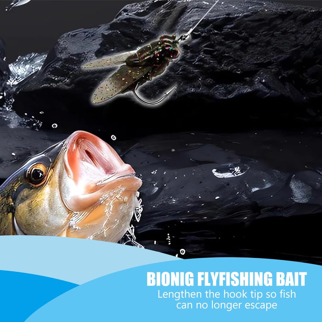 Optifit Bionic Fly Fishing Bait for Trout and Bass with 20pcs Hooks and Hand Tied Flies | Freshwater and Saltwater Lures Kit