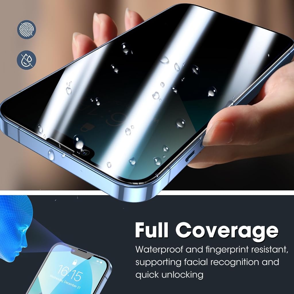 ZORBES Privacy Screen Protector for iPhone 14 13 13 Pro with 9H Tempered Glass | 2 Pack