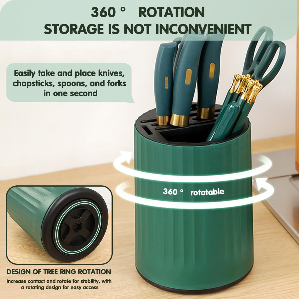 Supvox Kitchen Cutter Organizer with 360° Rotating Design and Custom Molded Utensil Slots