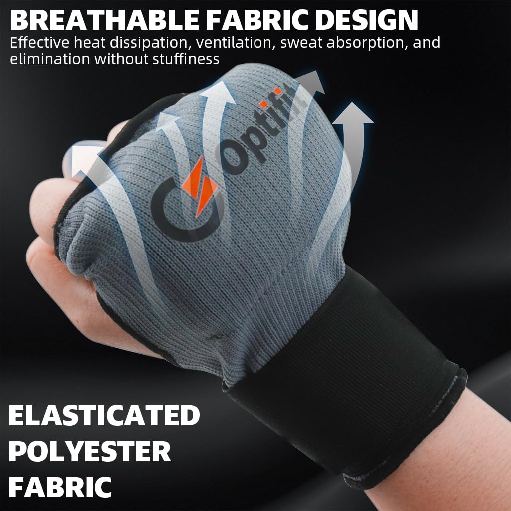 Optifit Sport Gloves for Boxing and Training with Thick Gel Padding and Wrist Support | Breathable Fingerless Nylon Design