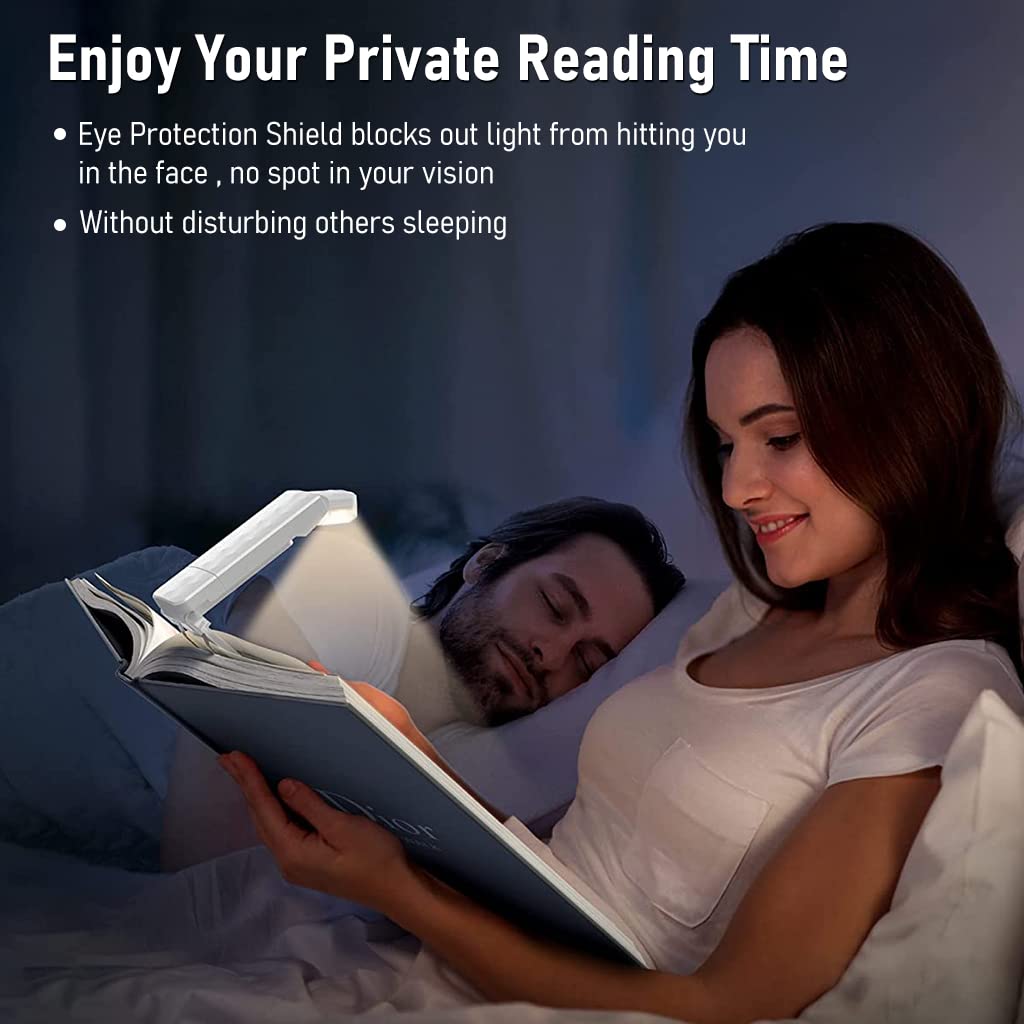 ELEPHANTBOAT Book Light for Reading in Bed with 3 Colors and 5 Brightness Levels | USB Rechargeable Clamp Design