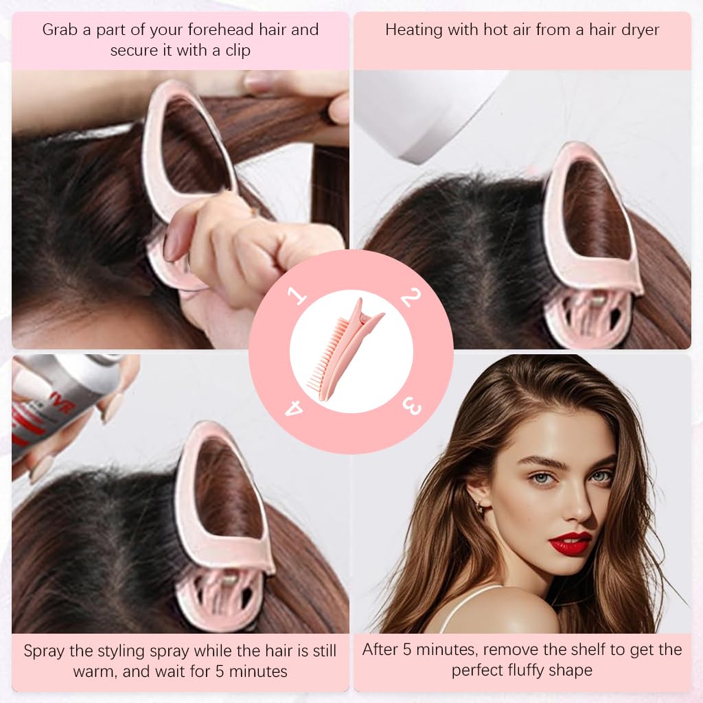 MAYCREATE Hair Volume Clip Set for Instant Root Lift with Dual 6&3 Teeth Design | Light Pink