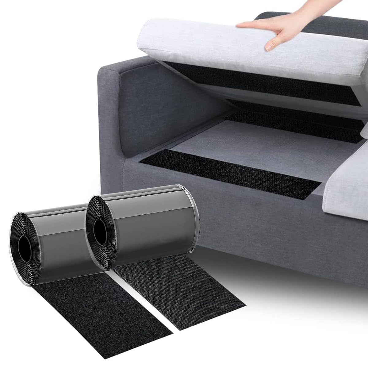 HASTHIP Self Adhesive Hook and Loop Tape for DIY and Household Use with Strong Grip | 3.9 in x 16.4 ft Roll