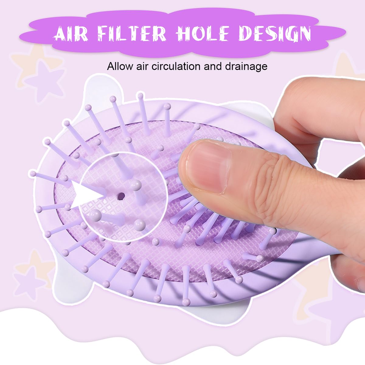 PALAY Hair Brush featuring ABS Paddle Design and Soft Bristles for Girls | Purple Kuromi Comb