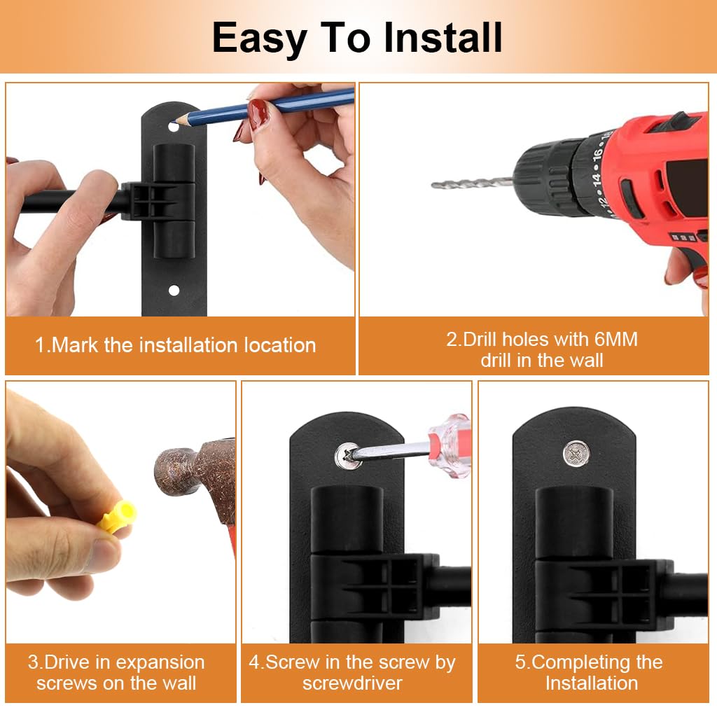 STHIRA Motorcycle Helmet Holder Rack for Wall Mount with 4.73 in Ball and Double Hook | Space Aluminum Rotatable Storage