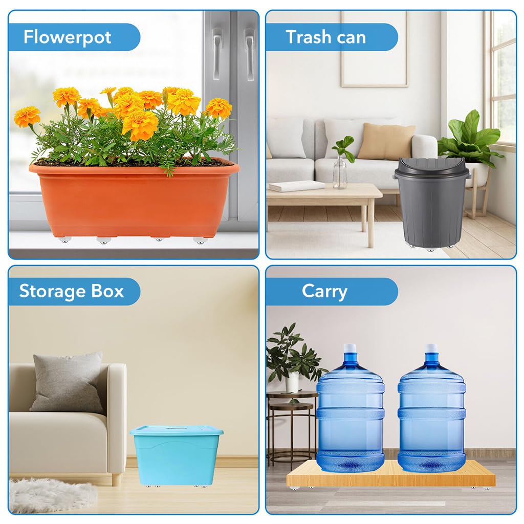 HASTHIP Caster Wheels for Furniture and Appliances featuring 360° Swivel 200kg Capacity | 4pcs Self Adhesive Design