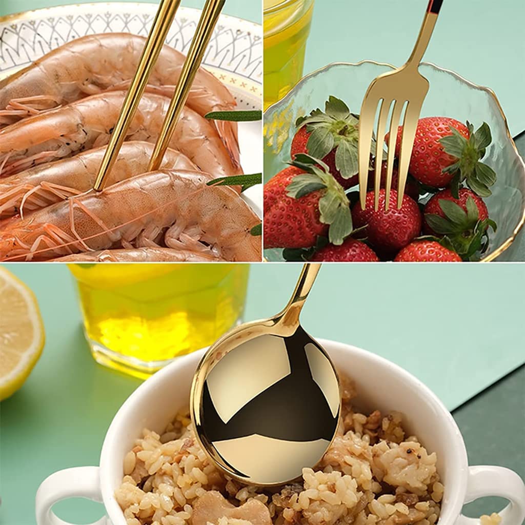 ELEPHANTBOAT Cutlery Set for Travel and Home with Storage Case | 3 Pcs Gold Stainless Steel Flatware