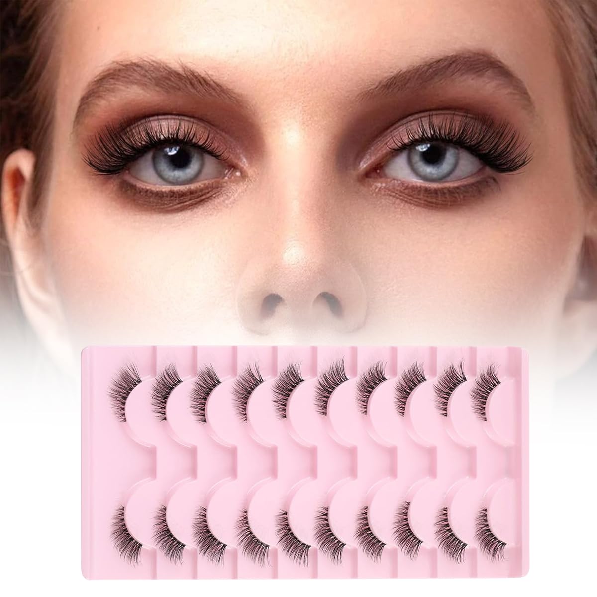 MAYCREATE® 10 Pairs Cat Eye Lashes Fluffy Winged Eye Lashes Extensions Wispy Cat Eye Lashes Party Look Eyelashes Alluring Look Eyelashes