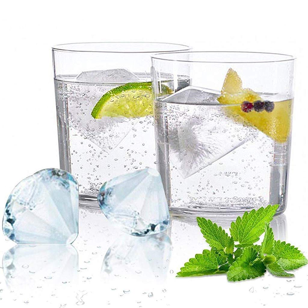 HASTHIP 3D Ice Mold for Whiskey and Cocktails featuring 4 Diamond Cubes 25ml Silicone Tray