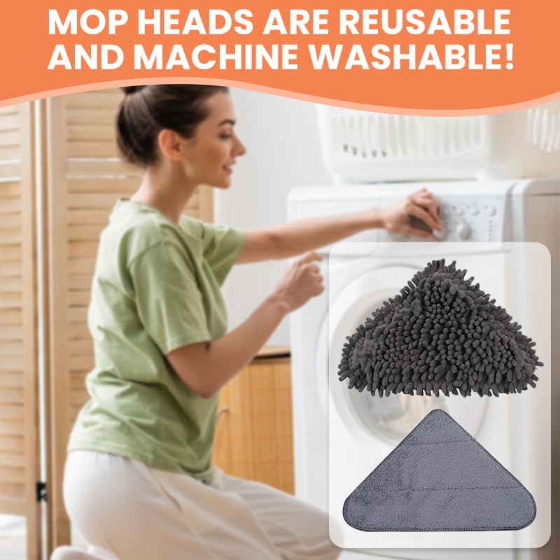 ZIBUYU Triangle Floor Mop for Tiles and Ceilings with 6.6ft Adjustable Handle | 360° Rotating Head