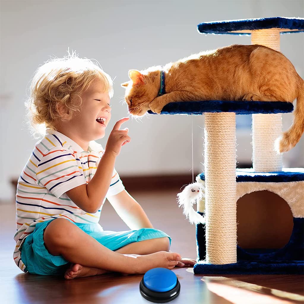 Qpets Interactive Dog Toys for Communication Training featuring 30 Second Voice Recording | Fun Blue Pet Buttons