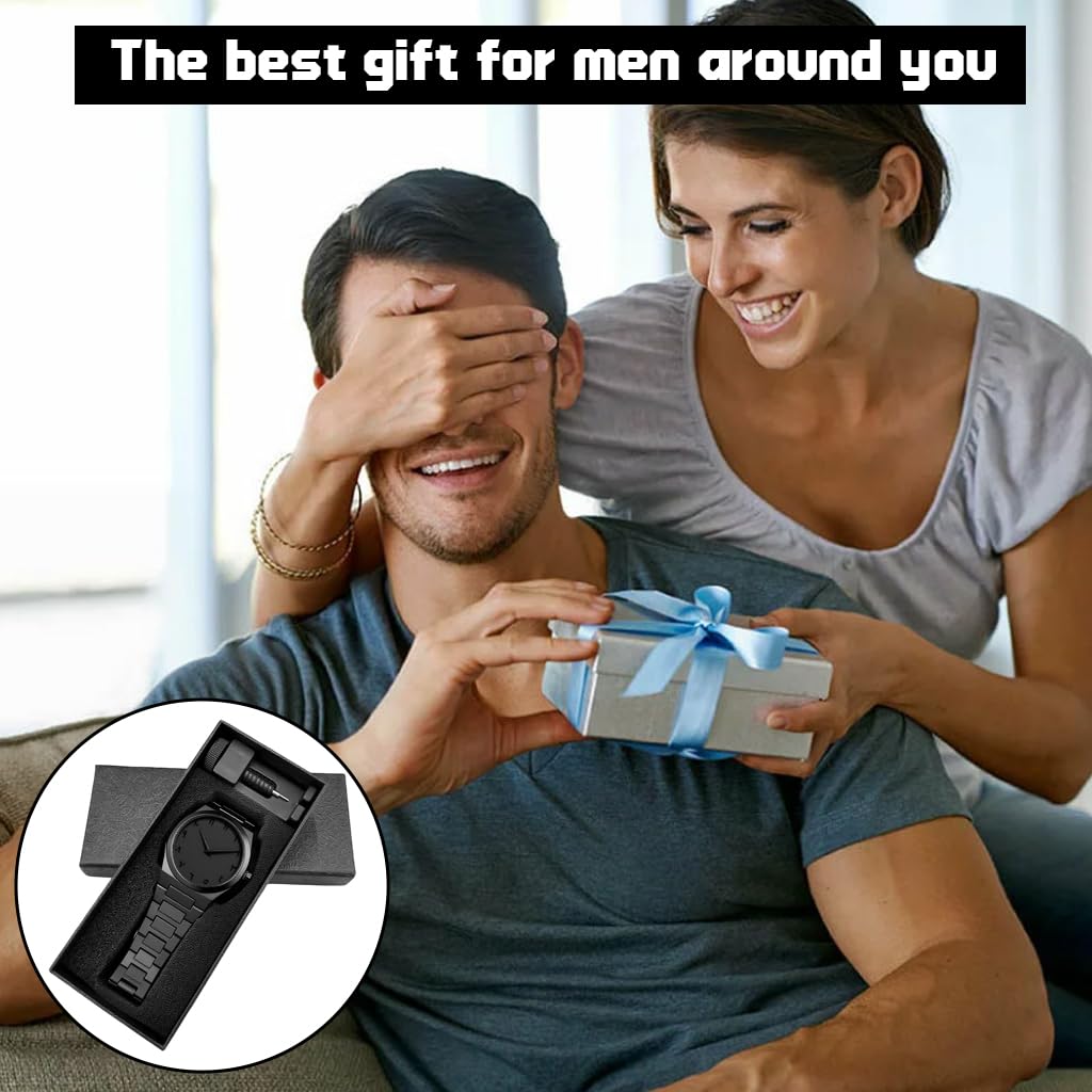 PROBEROS Watch for Men featuring Black Octagonal Case and Analog Mechanism | Gift Box Set