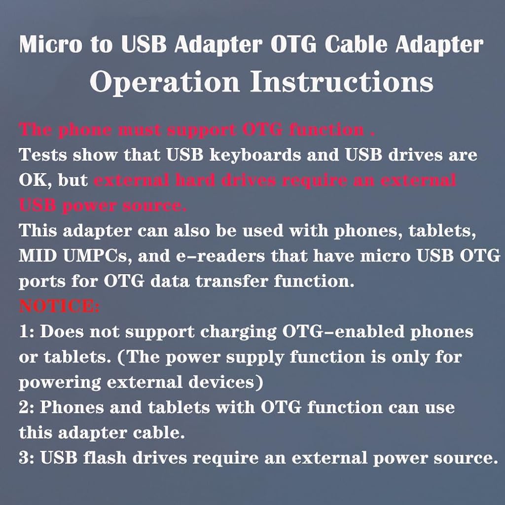 Verilux® Micro to USB Adapter OTG Cable Adapter for Fire TV Stick 4K Powered Micro USB to USB OTG Adapter for Android Phone Tablet and More Host Devices with Micro USB