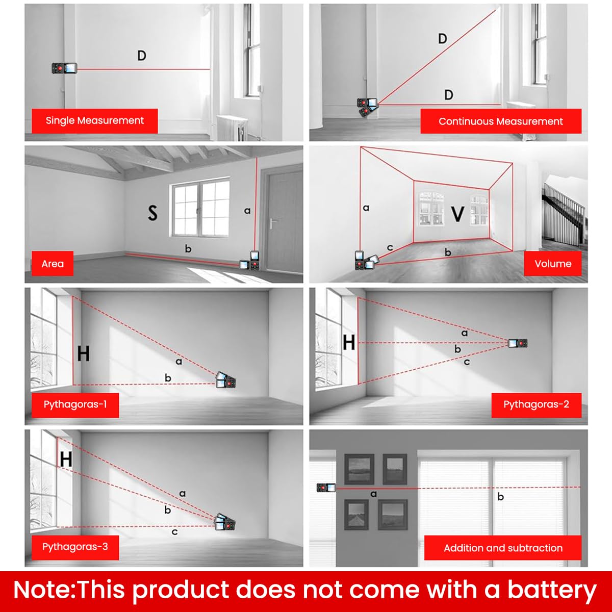 Serplex Laser Distance Measurer 120m for Construction with Dual Bubble Level | LCD Backlit Display