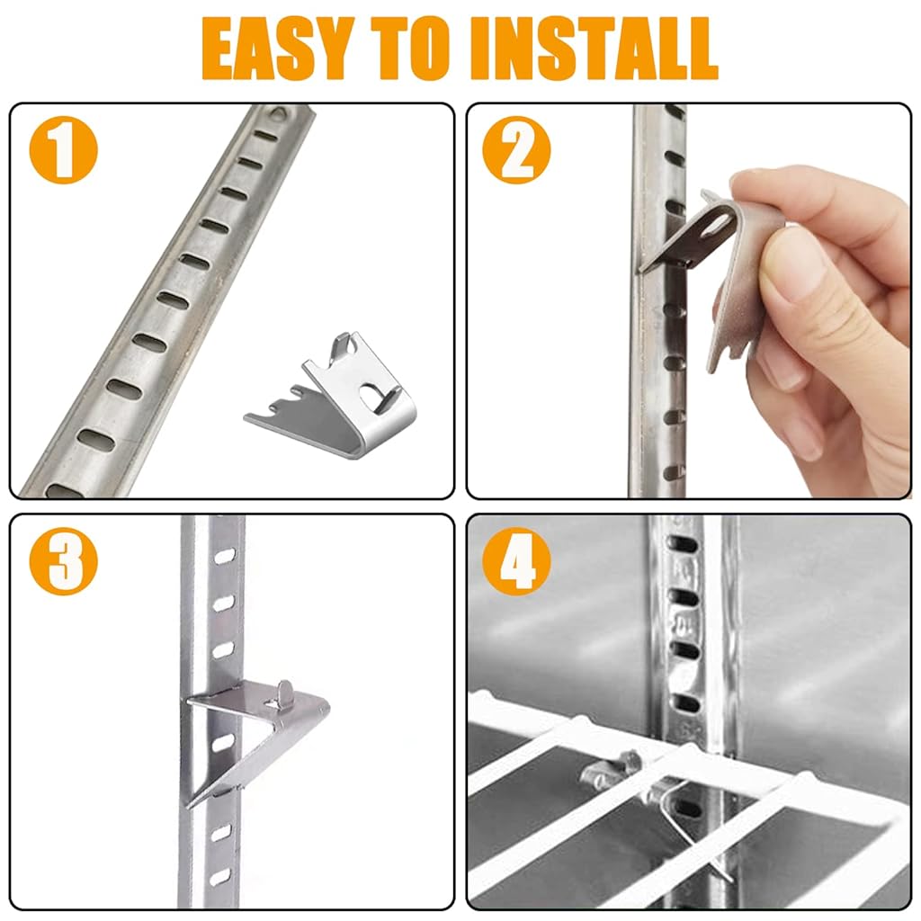 Supvox® Stainless Steel Shelf Clip for Refrigerator,Replacement Shelf Square Buckles Clips (10)-Silver