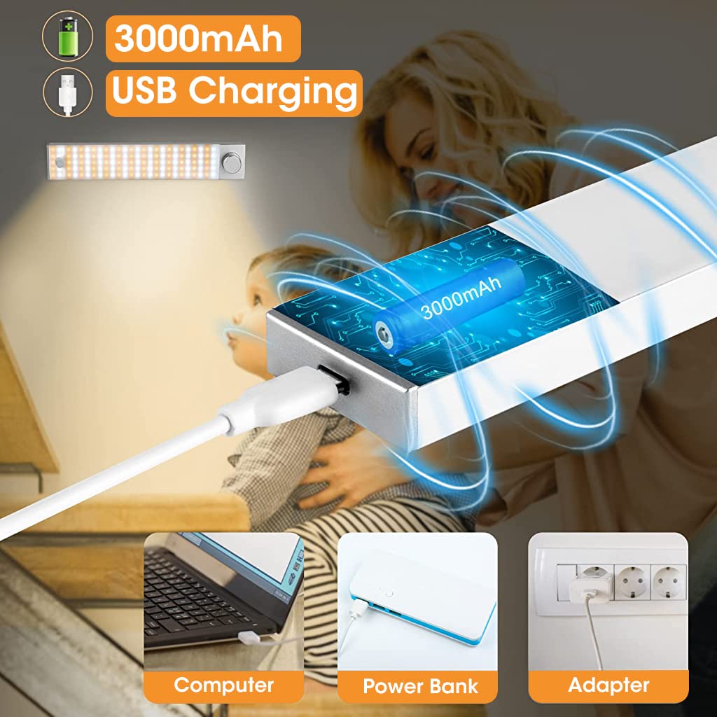 Verilux Wireless Cabinet Light for Closet and Wardrobe featuring 128 LEDs and 25cm Magnetic Mount | USB Rechargeable